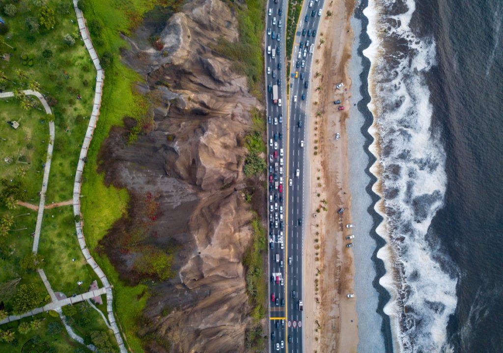 The Costa Verde highway near the beach in Lima