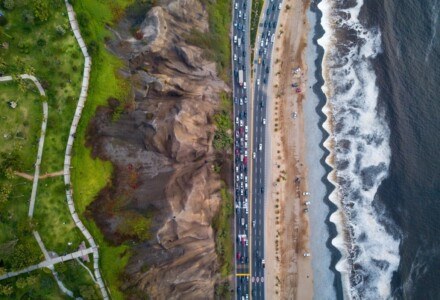 The Costa Verde highway near the beach in Lima
