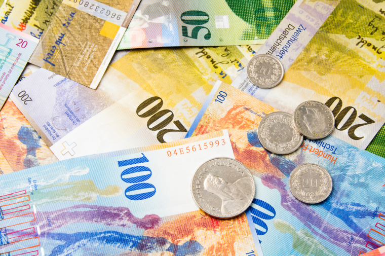 Swiss Francs. Shutterstock.