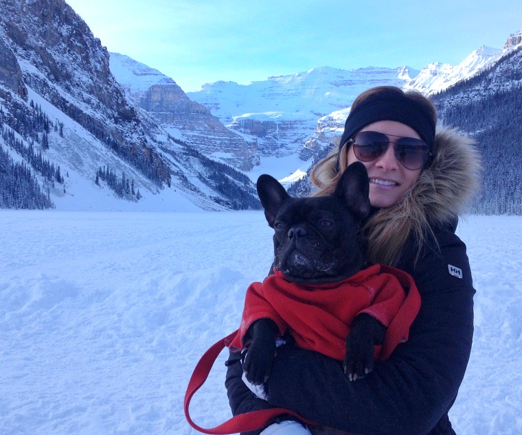 Hanging in Lake Louise, Alberta with my bud Iggy