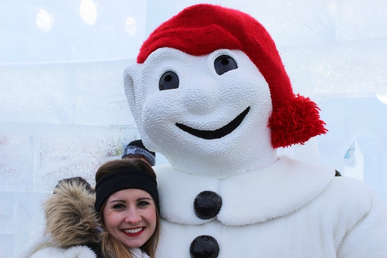 quebec city winter carnival travel guide Bonhomme at the Quebec Winter Carnival