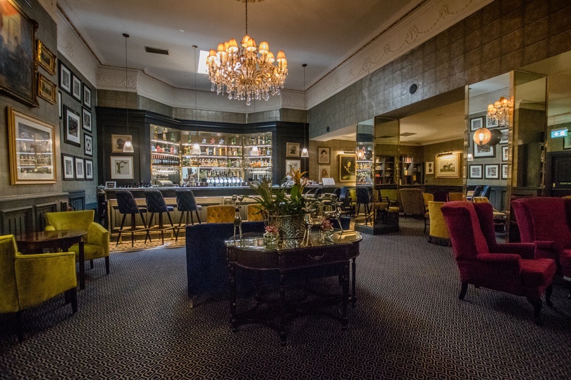 The Library Cocktail bar in Fitzpatrick Castle in Dublin, Ireland
