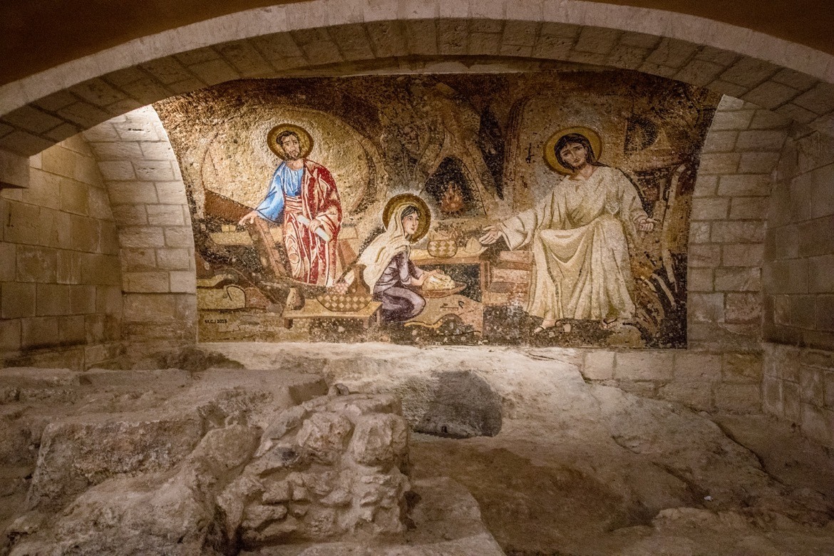 Inside the Church of St. Joseph in Nazareth, Israel