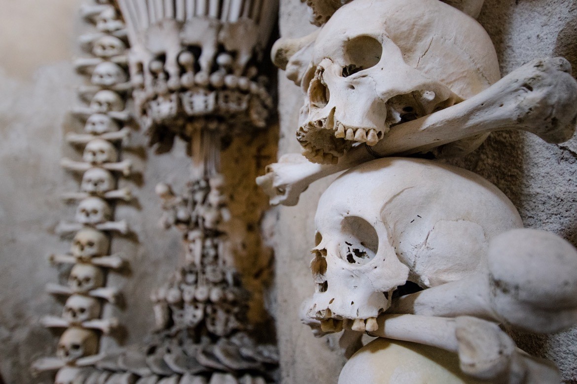 Sedlec Ossuary, the Bone Church in Kutna Hora, Czech Republic,