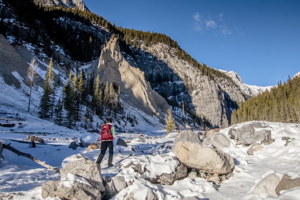 The Grotto Canyon Trail ice walk near Canmore, Alberta