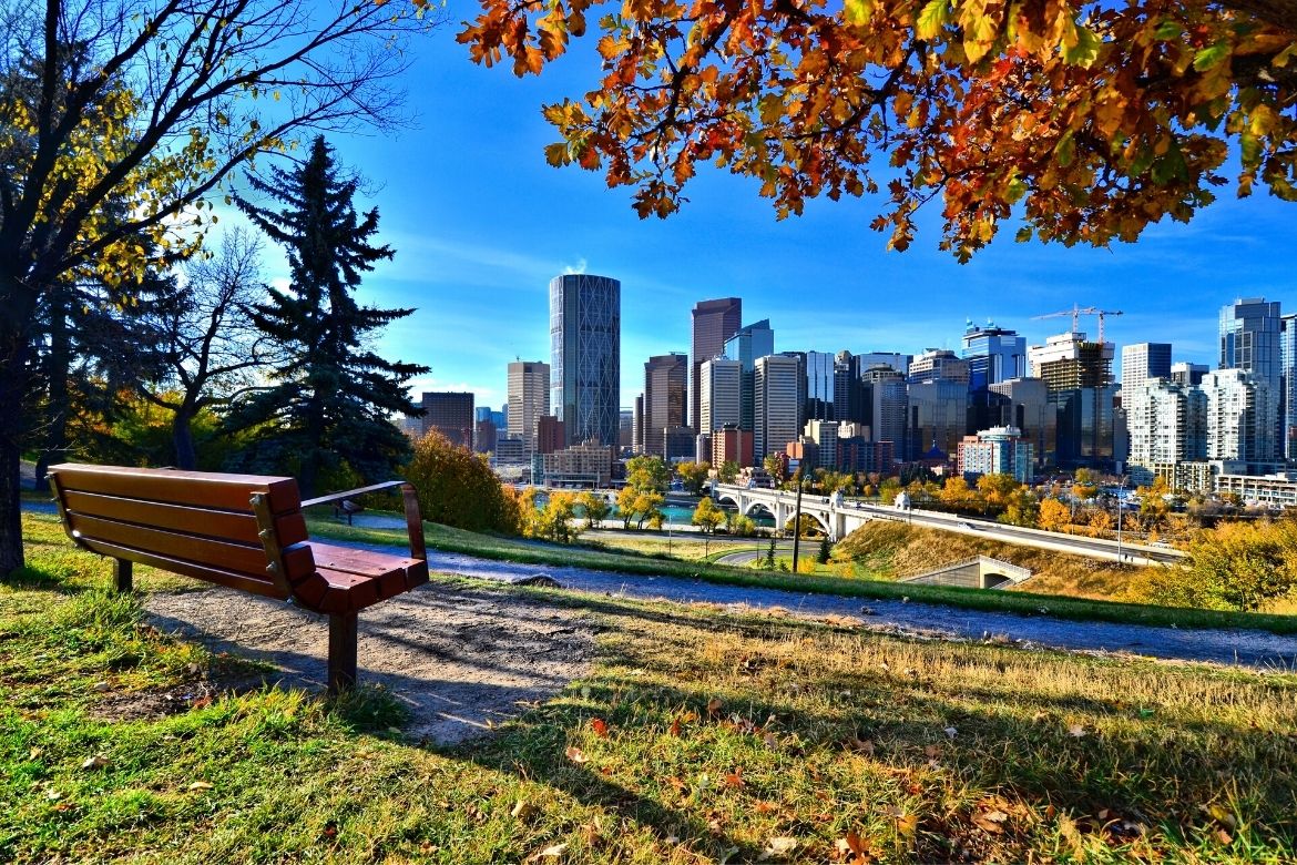 A park overlooking downtown Calgary