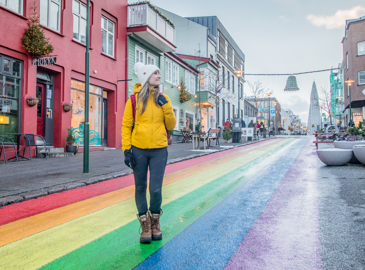 Rainbow street in Reykjavik