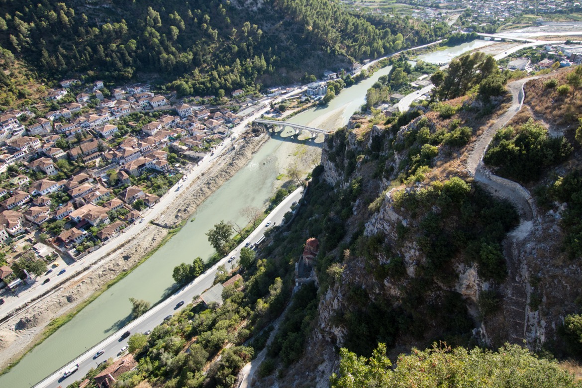 The view of Berat on the way up to Berat castle.