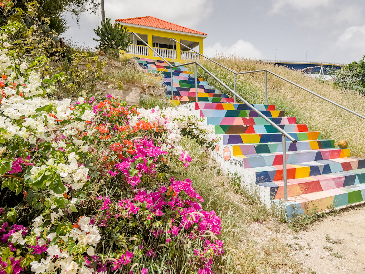 The colourful steps in Otrobanda in Willemstad, Curacao