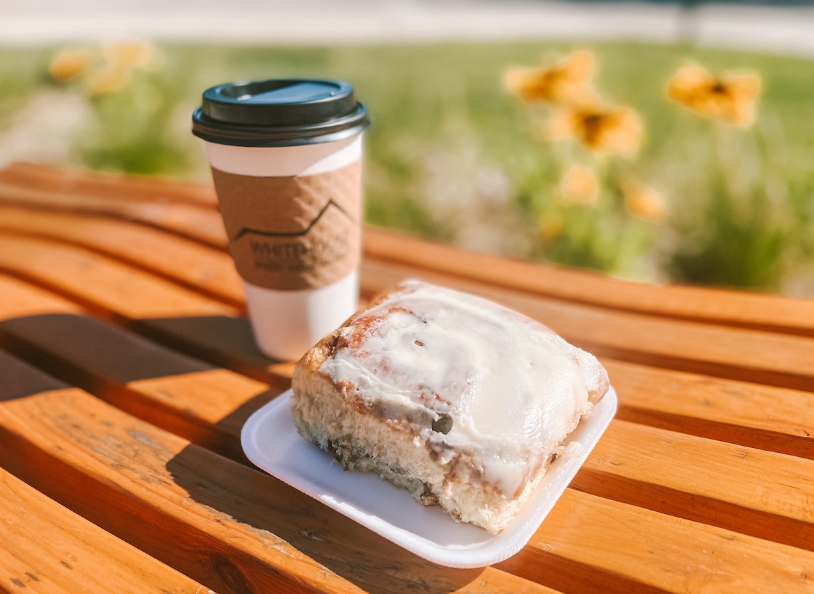 A cinnamon bun from The Whitehouse Bakery in Wasagaming, Manitoba