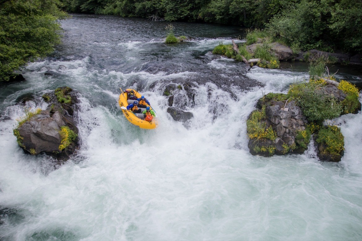 Whitewater rafting over Husum Falls