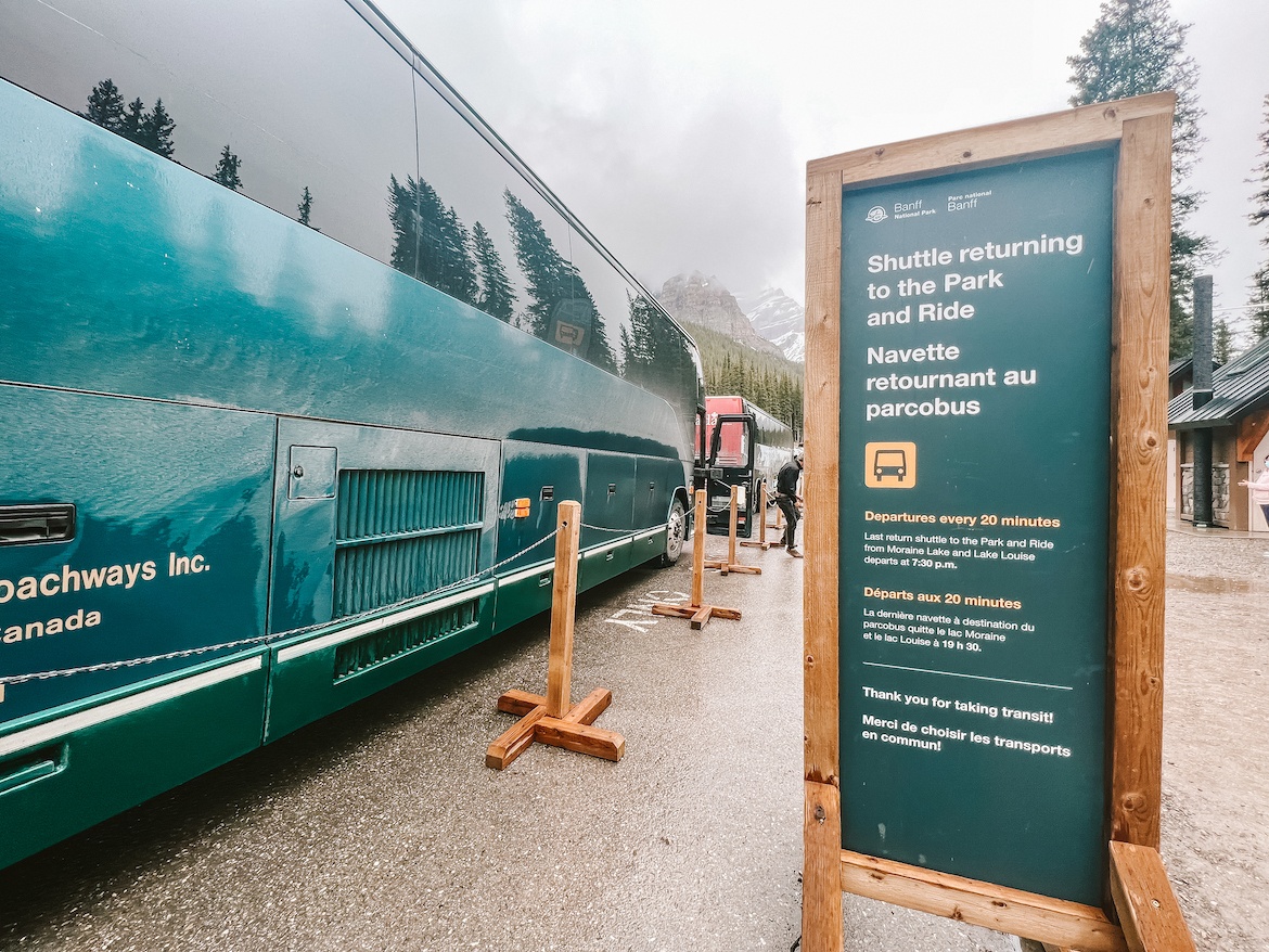 The Parks Canada shuttle between Lake Louise and Moraine Lake