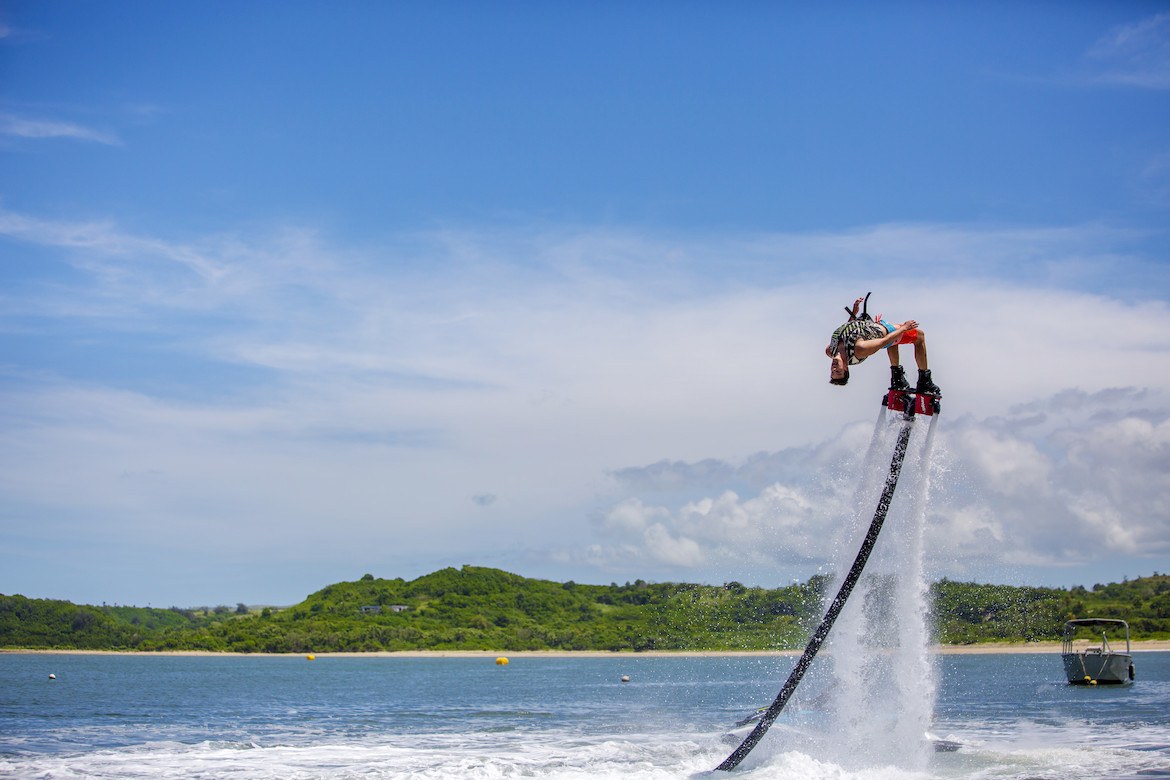 Flyboarding along the Coral Coast