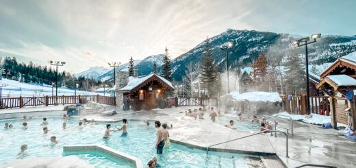The hot tubs at Panorama Mountain Resort