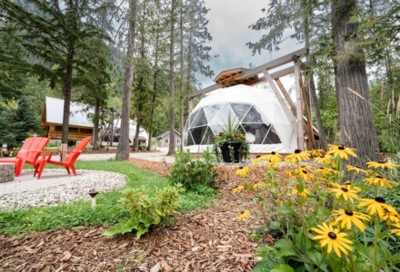 A glamping geo dome at Boulder Mountain Resort