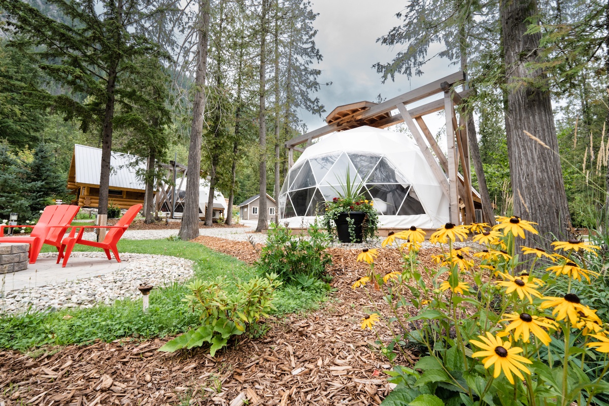 A glamping geo dome at Boulder Mountain Resort