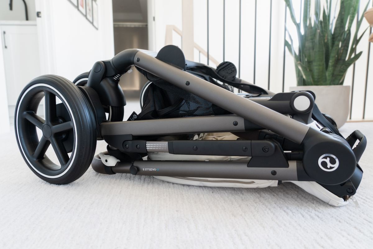The CYBEX e-Gazelle S Stroller folded up